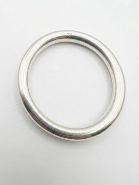 Sterling Silver Round Bangle Bracelet - Silver